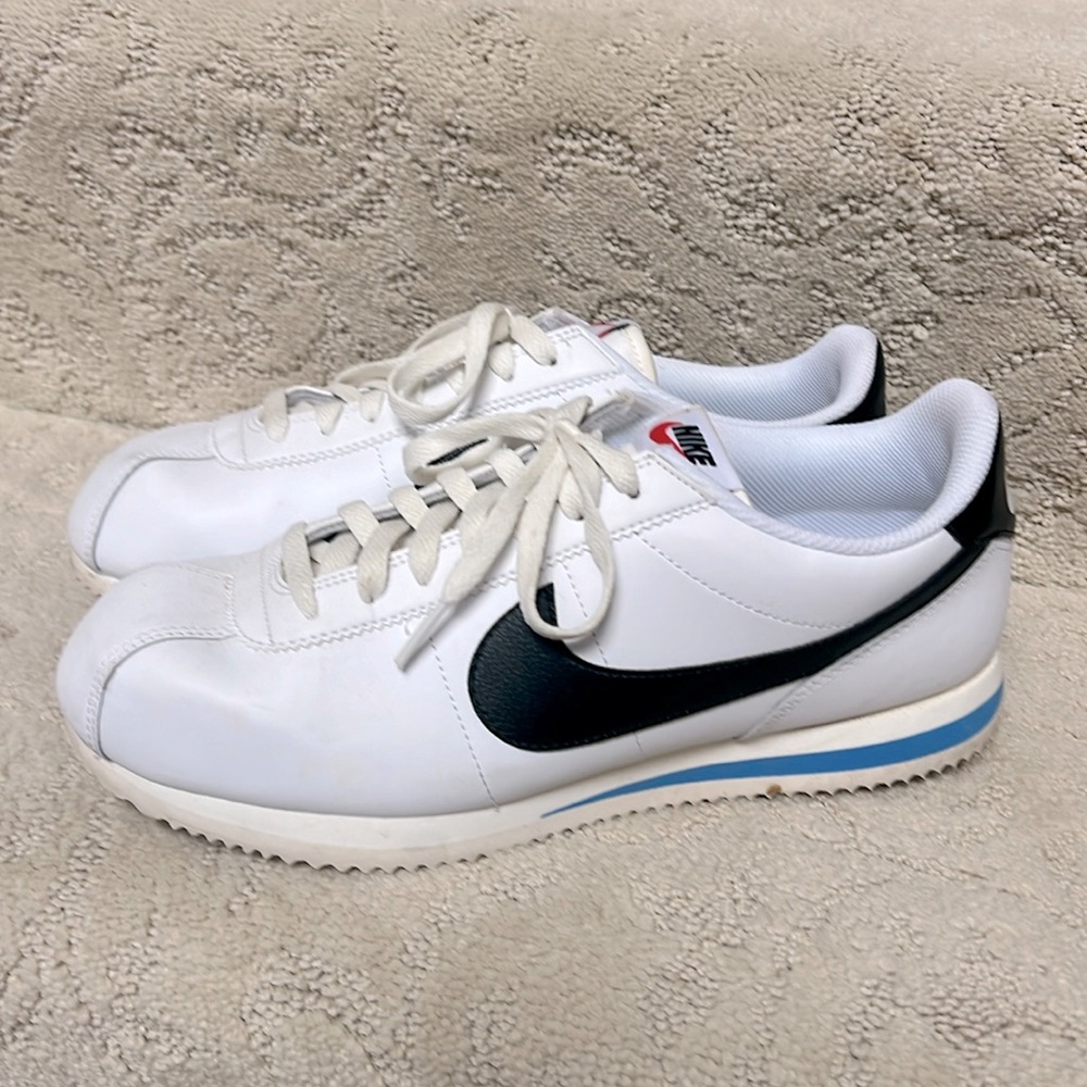 Nike Cortez '23 Shoes White Black Light Photo Blue DM4044-100 Size 9.5